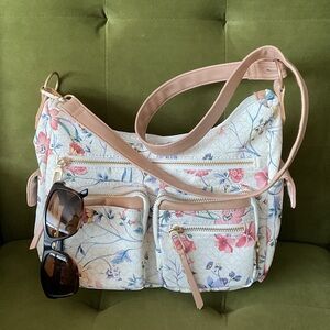 Floral White and Pink Women's Bag